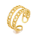Catia 18K Gold Plated Double Chain Link Adjustable Ring on White Background | Sun-Kissed Collection | Amalfi Lane Australia