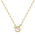 Josie 18K Gold Plated Paperclip Link Fob Chain Necklace - Water-Resistant and Hypoallergenic | Sun-Kissed Collection