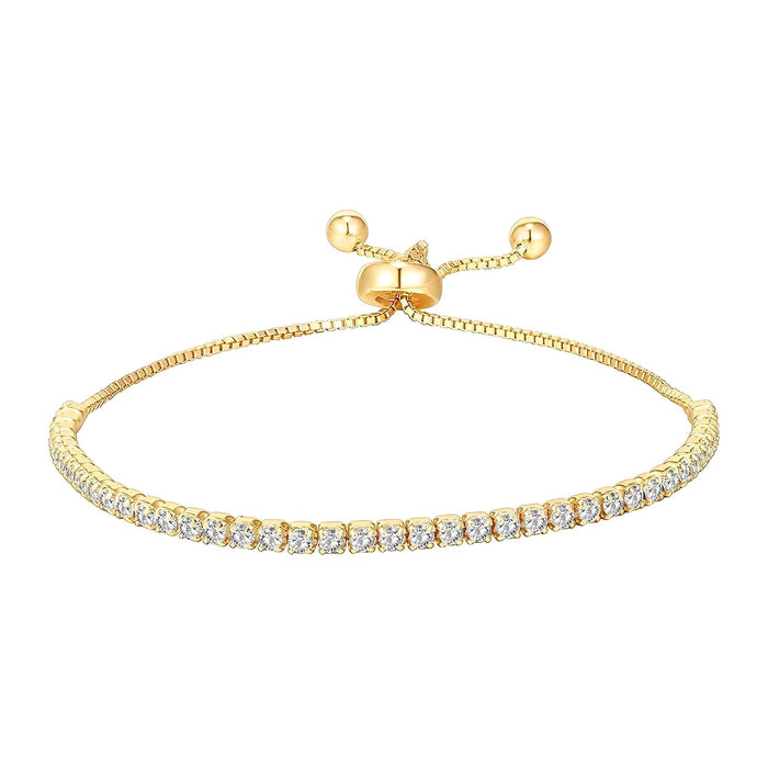 Bethany 18K Gold Plated Adjustable Tennis Bracelet with CZ Inserts - Water-Resistant and Hypoallergenic | Sun-Kissed Collection