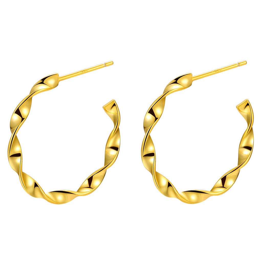 Catena 18K Gold Plated Twist Design Hoop Earrings - Water-Resistant and Hypoallergenic | Sun-Kissed Collection