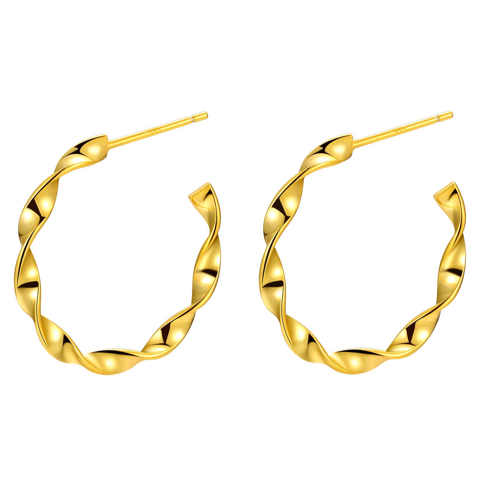 Catena 18K Gold Plated Twist Design Hoop Earrings - Water-Resistant and Hypoallergenic | Sun-Kissed Collection