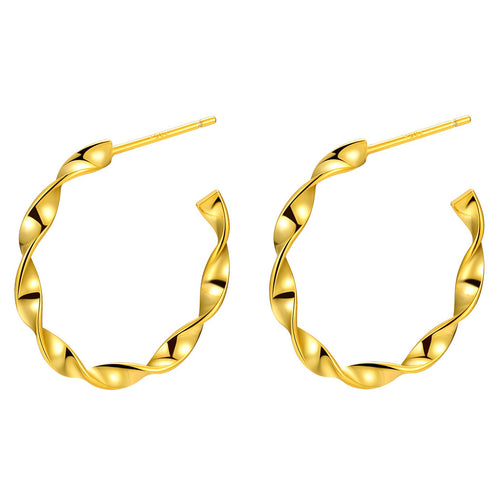 Catena 18K Gold Plated Twist Design Hoop Earrings - Water-Resistant and Hypoallergenic | Sun-Kissed Collection