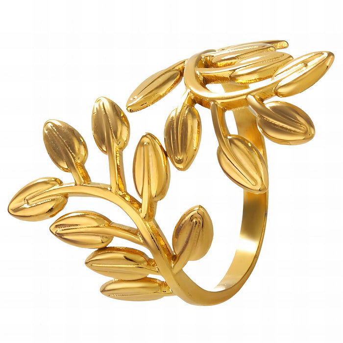 Gemelli 18K Gold Plated Twin Leaf Adjustable Ring on White Background | Sun-Kissed Collection | Amalfi Lane Australia