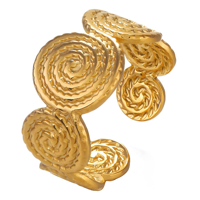 Verona 18K Gold Plated Swirl Pattern Adjustable Ring on White Background | Sun-Kissed Collection | Amalfi Lane Australia