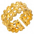 Massima 18K Gold Plated Wide Woven Mesh Adjustable Ring on White Background | Sun-Kissed Collection | Amalfi Lane Australia