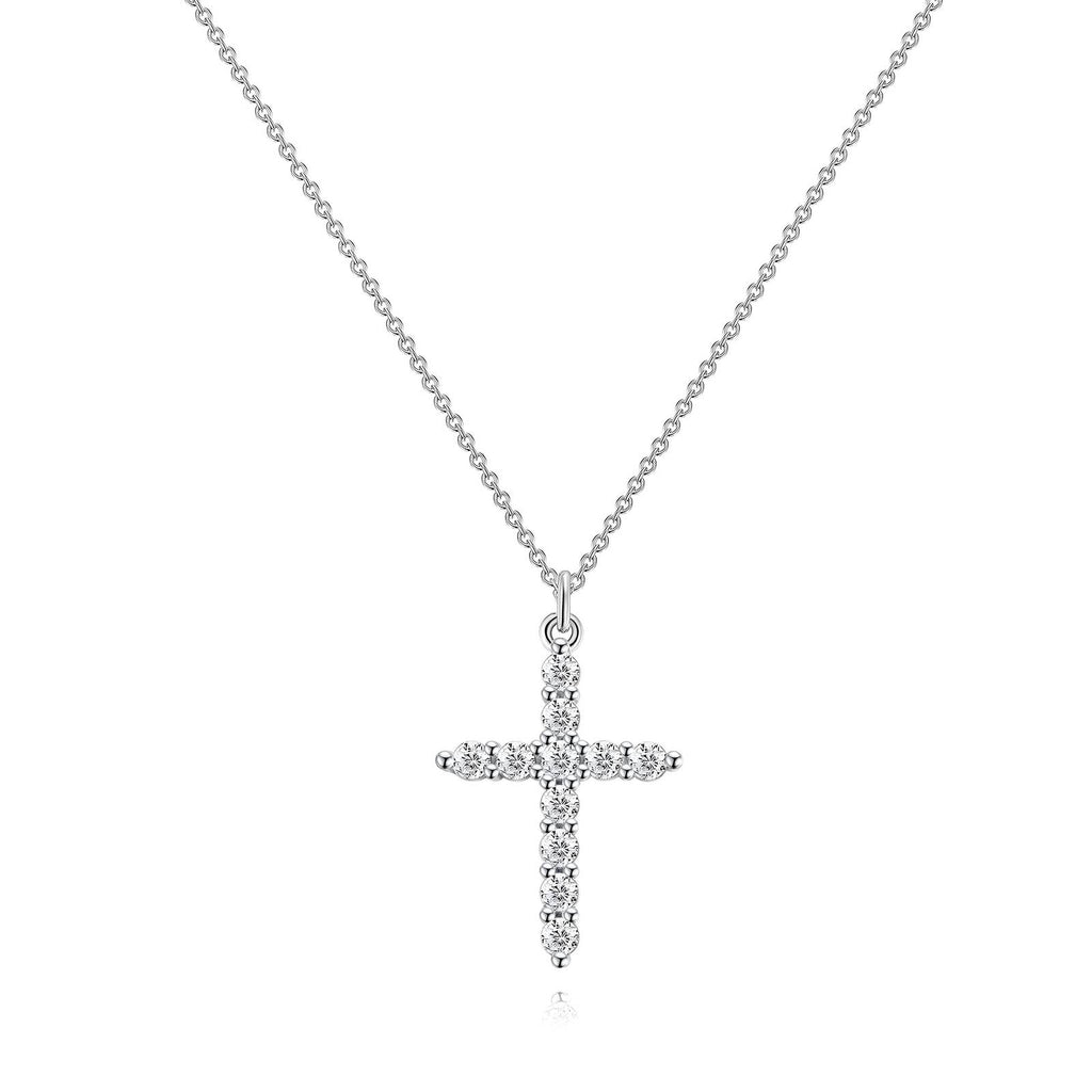 Faith Stainless Steel CZ Claw Set Cross Pendant Necklace - Waterproof, Hypoallergenic and Tarnish Free | Forever Amalfi Steel Range