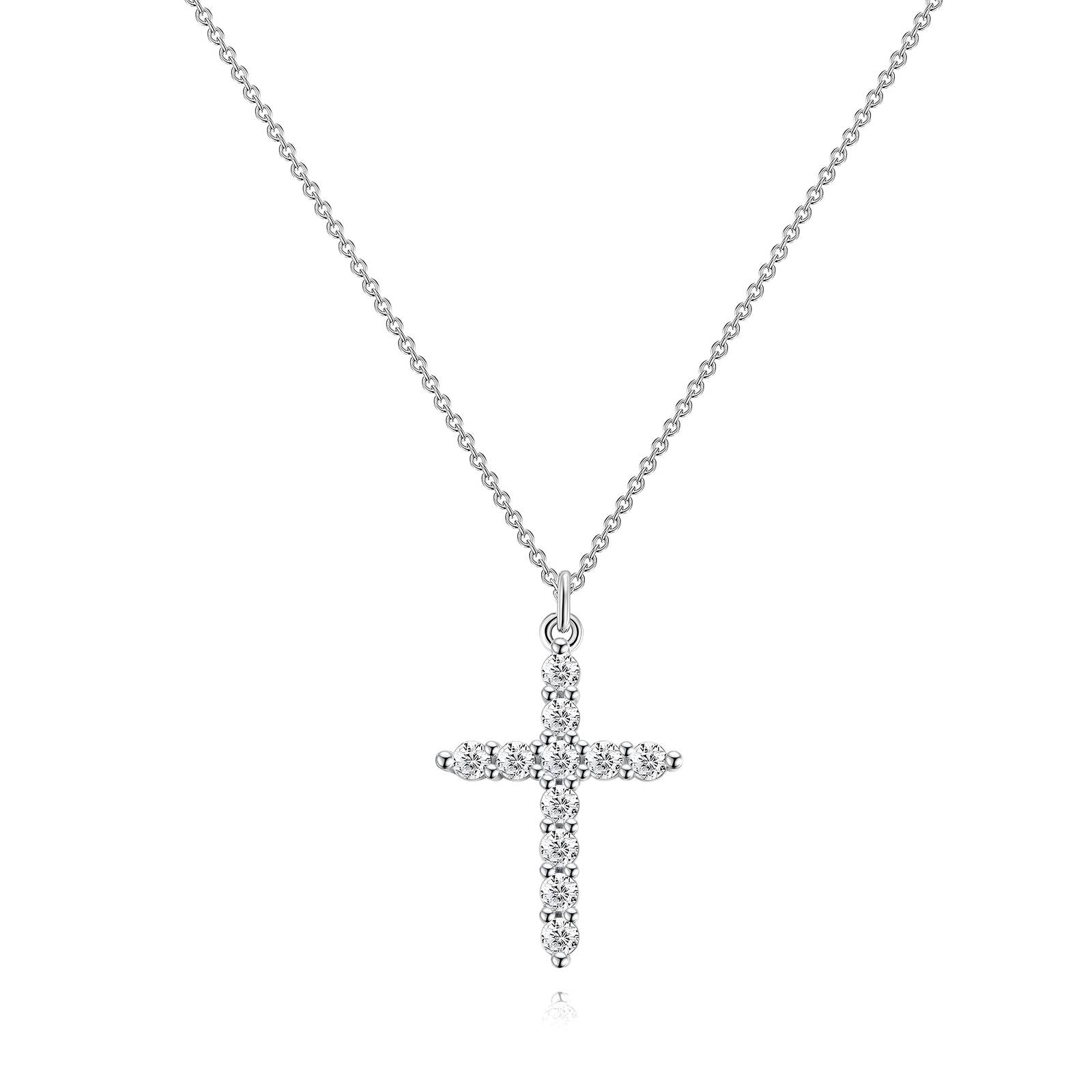 Faith Stainless Steel CZ Claw Set Cross Pendant Necklace - Waterproof, Hypoallergenic and Tarnish Free | Forever Amalfi Steel Range