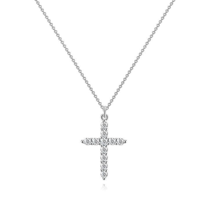 Faith Stainless Steel CZ Claw Set Cross Pendant Necklace - Waterproof, Hypoallergenic and Tarnish Free | Forever Amalfi Steel Range