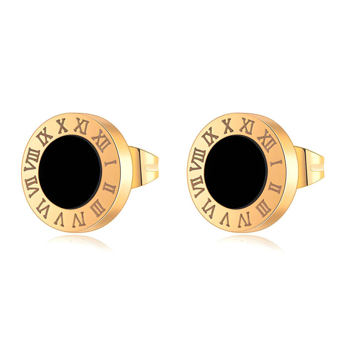 Daniella 18K Gold Plated Roman Numeral Stud Earrings - Water-Resistant and Hypoallergenic | Sun-Kissed Collection