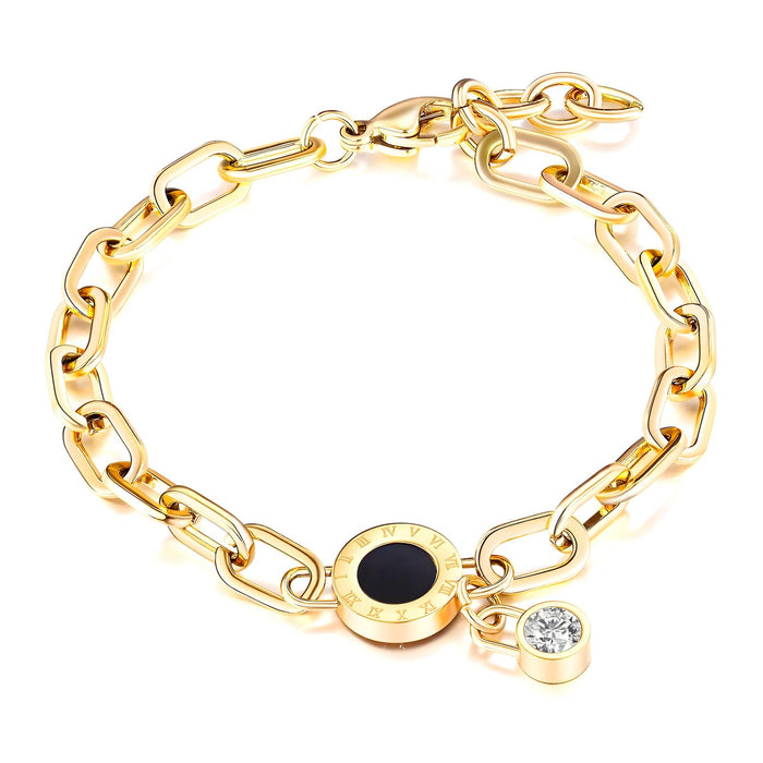 Daniella 18K Gold Plated Roman Numeral Bracelet - Water-Resistant and Hypoallergenic | Sun-Kissed Collection