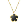 Fiorella 18K Gold Plated Black Flower Pendant Necklace - Water-Resistant and Hypoallergenic | Sun-Kissed Collection