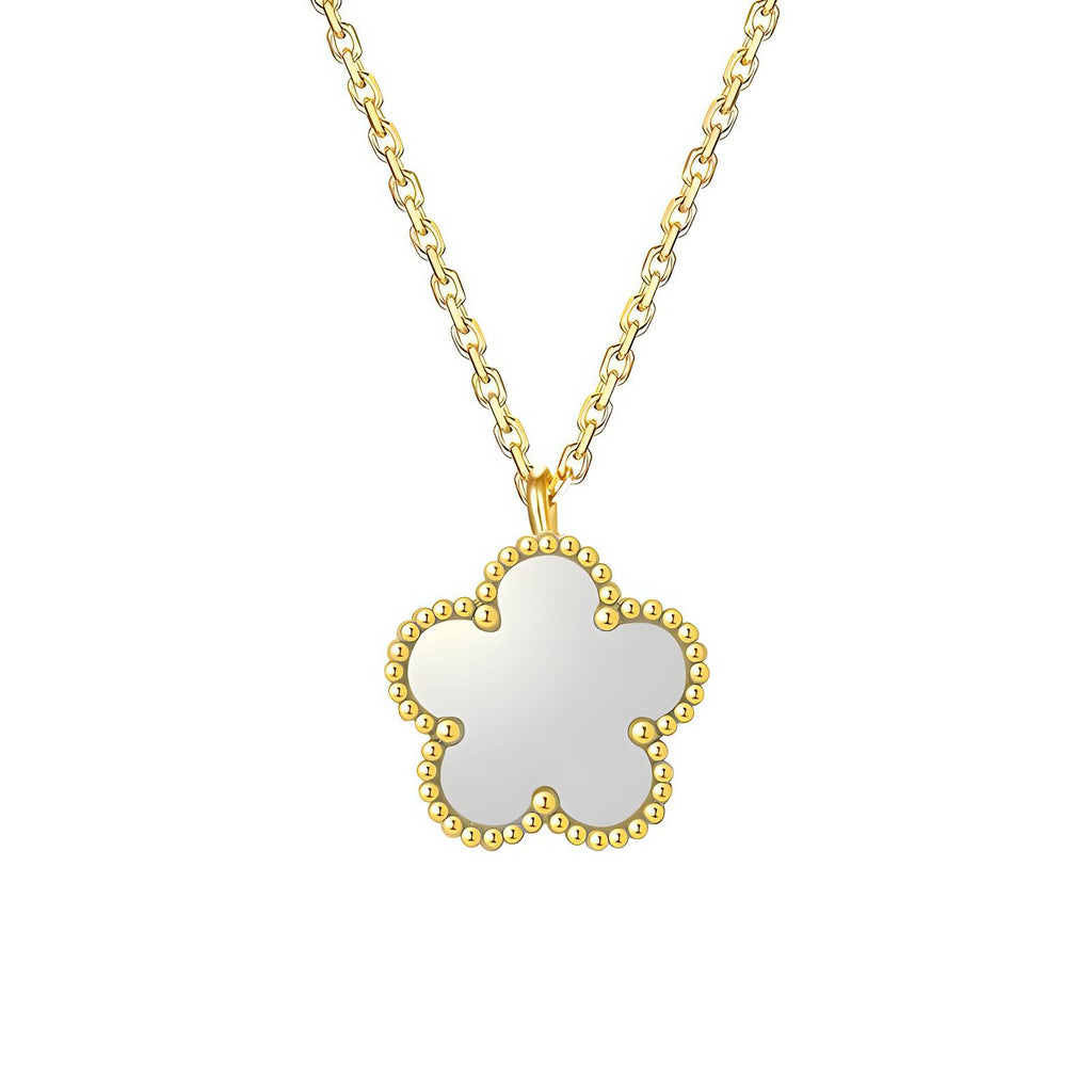 Fiorella 18K Gold Plated White Flower Pendant Necklace - Water-Resistant and Hypoallergenic | Sun-Kissed Collection