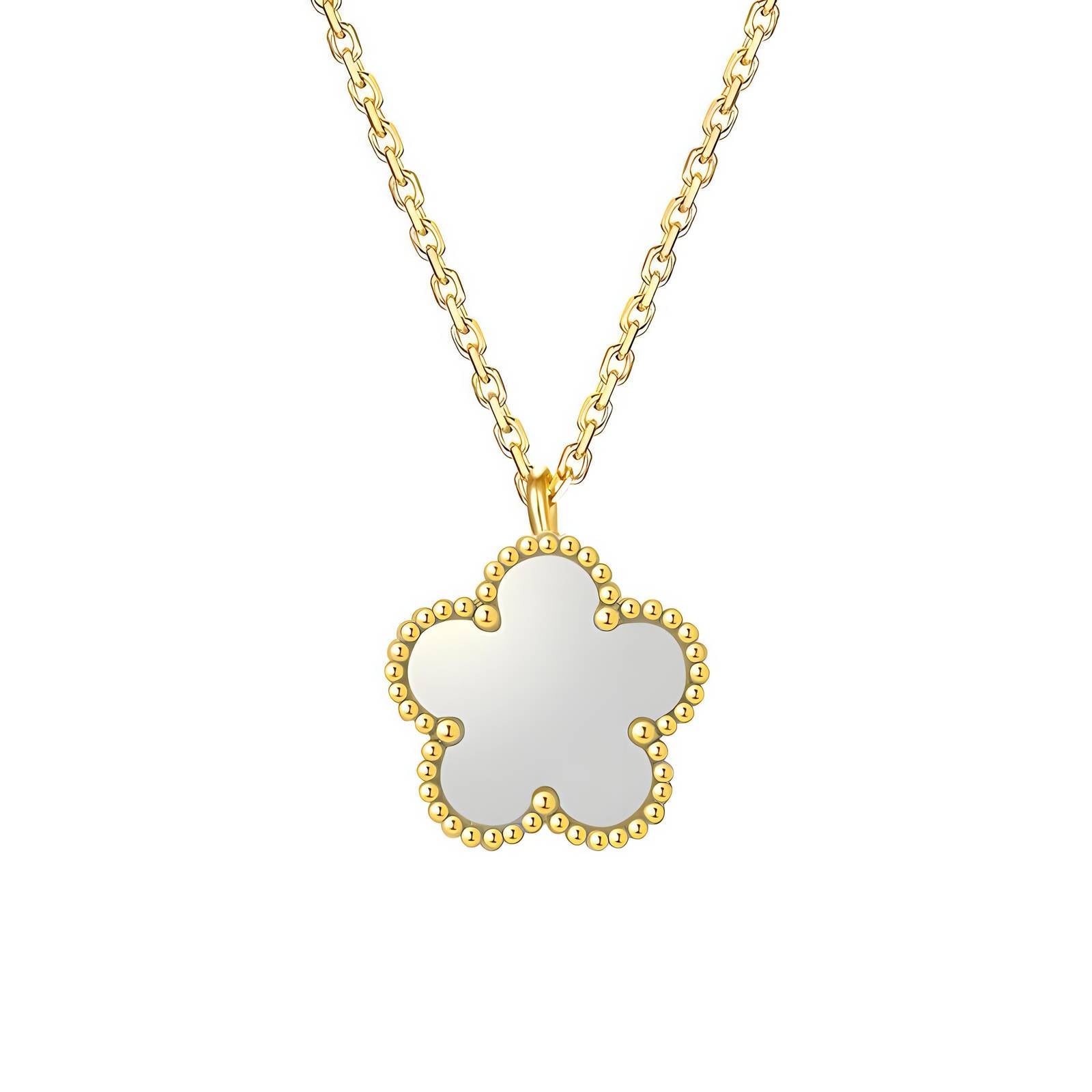 Fiorella 18K Gold Plated White Flower Pendant Necklace - Water-Resistant and Hypoallergenic | Sun-Kissed Collection