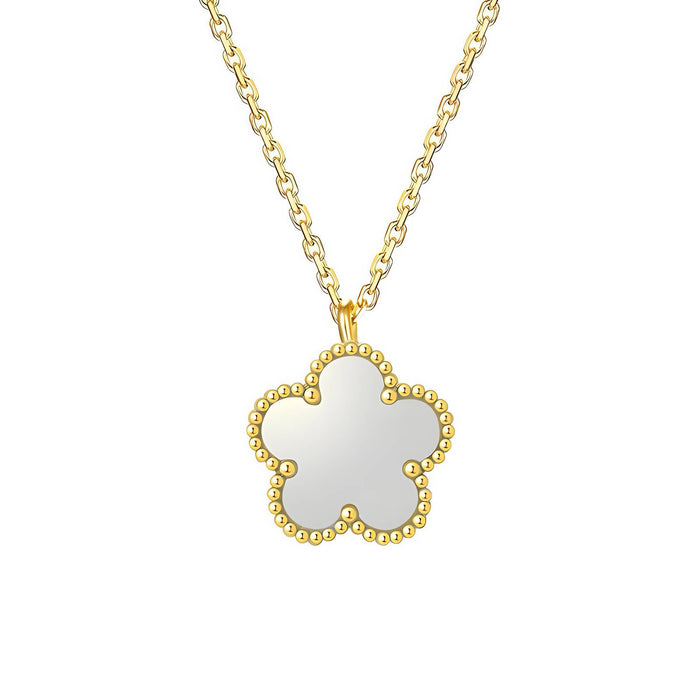 Fiorella 18K Gold Plated White Flower Pendant Necklace - Water-Resistant and Hypoallergenic | Sun-Kissed Collection