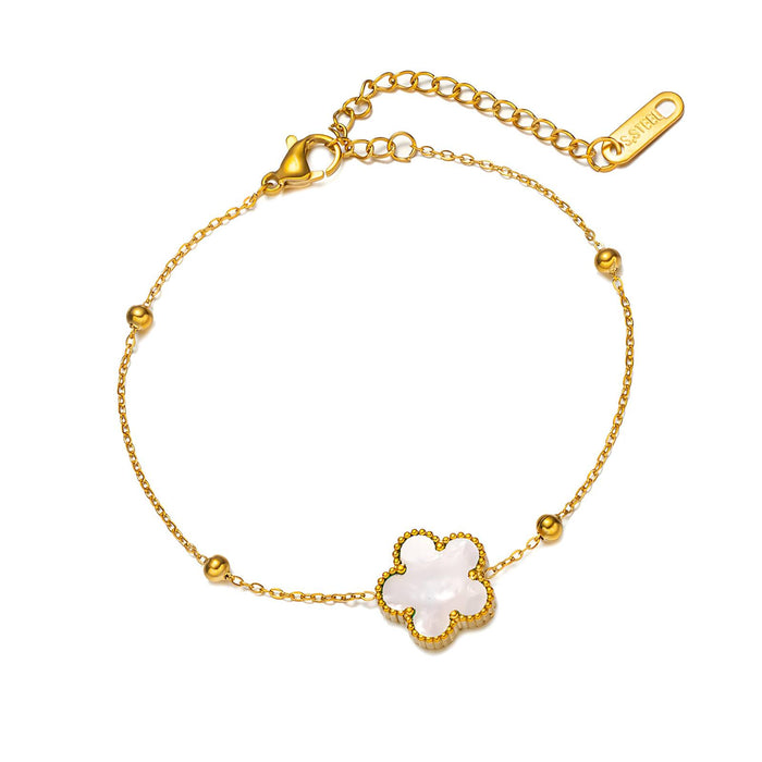 Fiorella 18K Gold Plated White Flower Bracelet - Water-Resistant and Hypoallergenic | Sun-Kissed Collection