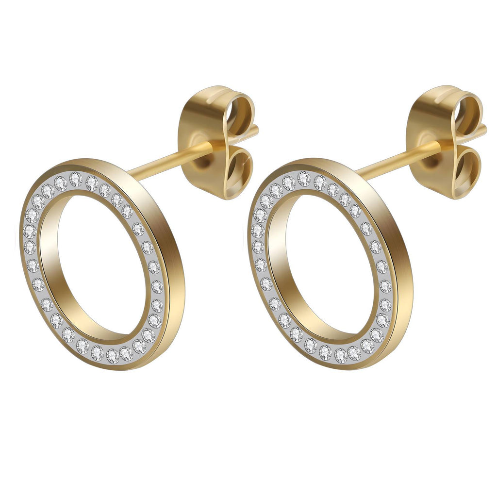 Sofia 18K Gold Plated Cubic Zirconia Stud Earrings - Water-Resistant and Hypoallergenic | Sun-Kissed Collection