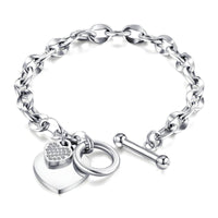 Amore Stainless Steel Heart Bracelet with Cubic Zirconia Heart Charm on White Background | Forever Amalfi Steel Range | Amalfi Lane Australia