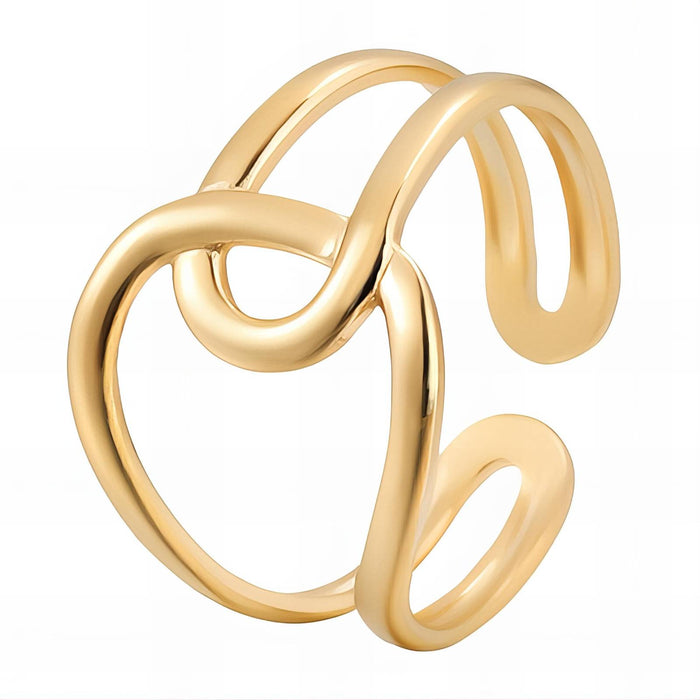 Martina 18K Gold Plated Double Loop Adjustable Ring on White Background | Sun-Kissed Collection | Amalfi Lane Australia