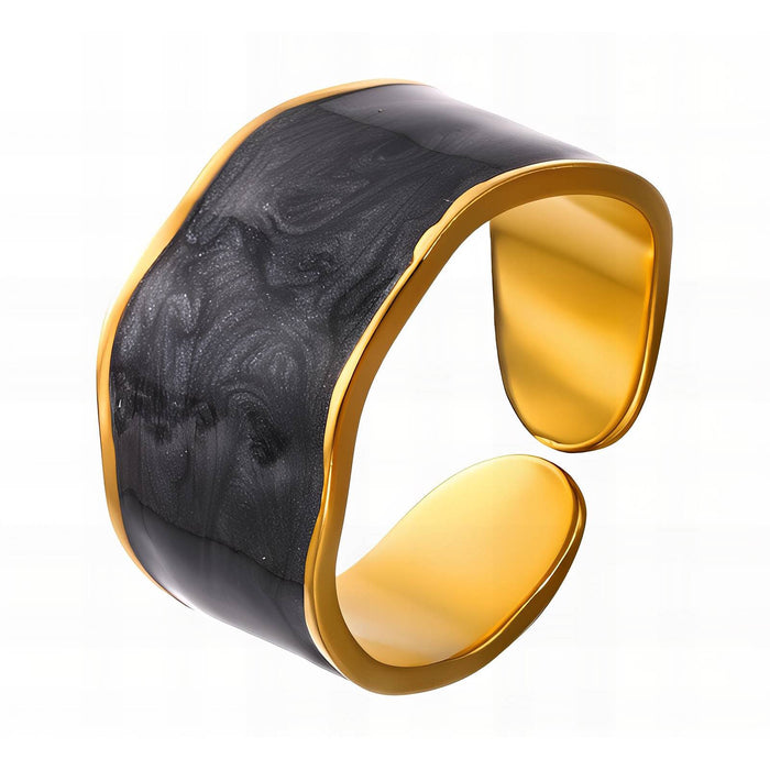 Pierina 18K Gold Plated Wide Band Adjustable Ring with Colour Oil Dripping Finish on White Background | Sun-Kissed Collection | Amalfi Lane Australia