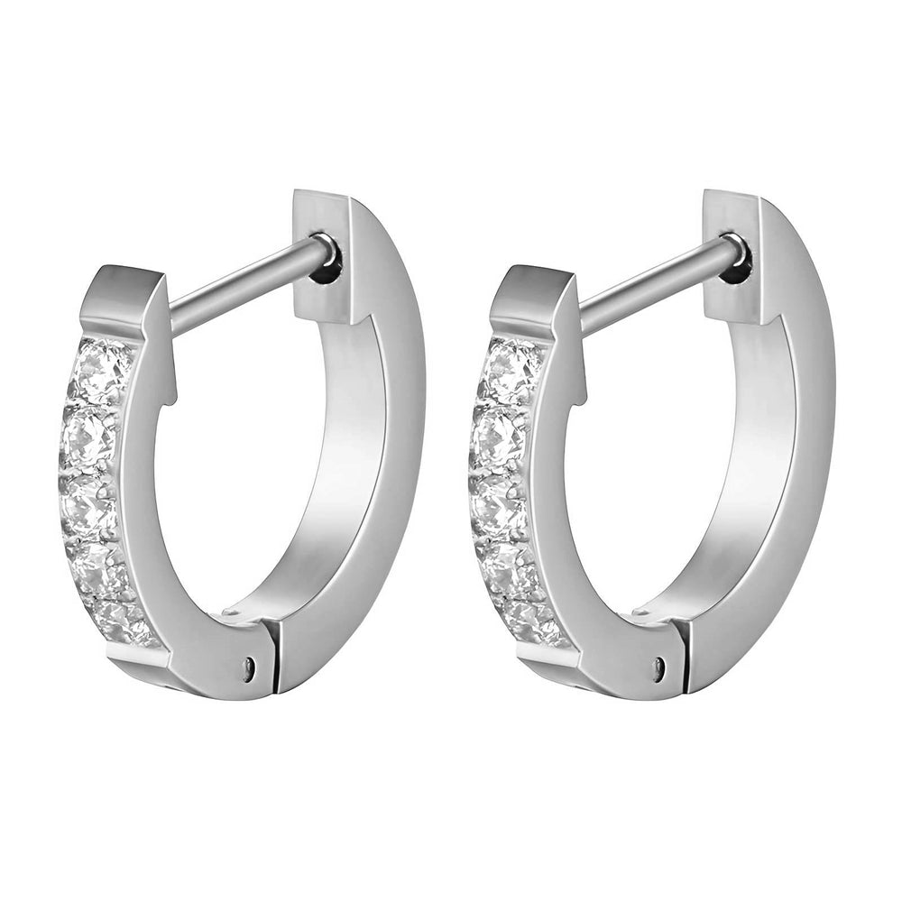 Amahni 316L Stainless Steel CZ Huggy Earrings - Waterproof, Hypoallergenic and Tarnish Free | Forever Amalfi Steel Range