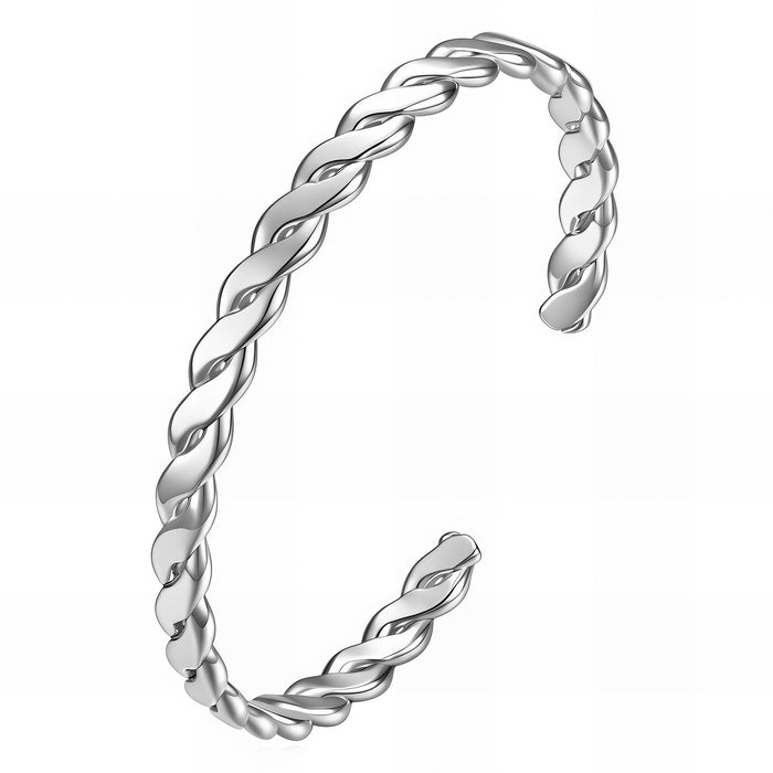 Cleo Stainless Steel Twisted Rope Adjustable Cuff Bangle on White Background | Forever Amalfi Steel Range | Amalfi Lane Australia
