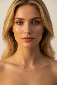 Alessia 18K Gold-Filled Beaded Chain Necklace Worn by Blonde Model — Forever Amalfi Gold-Filled Range | Amalfi Lane Australia