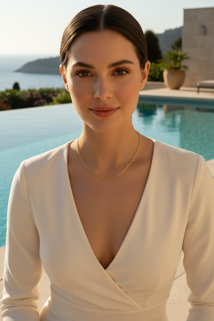 Angela Dainty Necklace Upper Body Amalfi