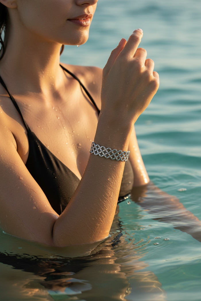 Aurelia Stainless Steel Mesh Cuff Bangle