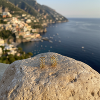 CZ Leaf Huggie Earrings Natural Rock Amalfi