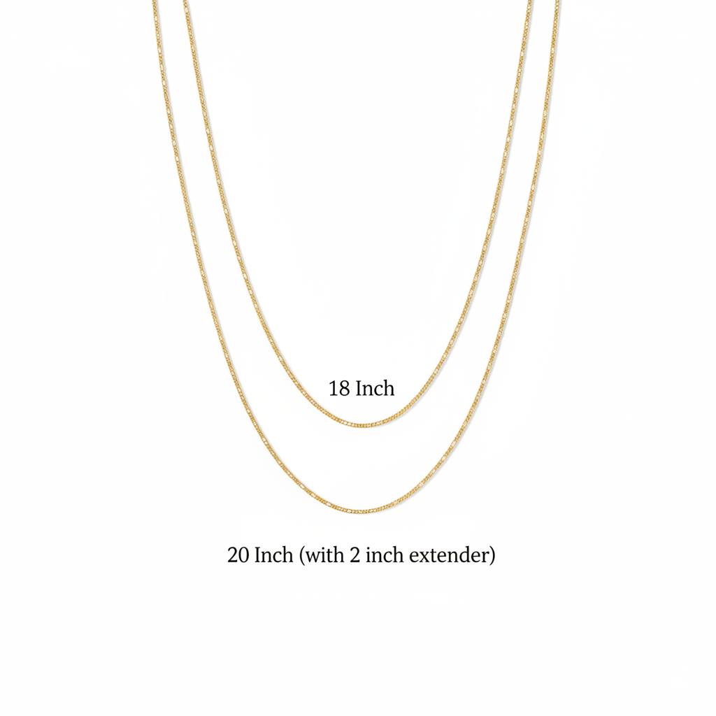 Fiora Figaro Chain white background with size labels