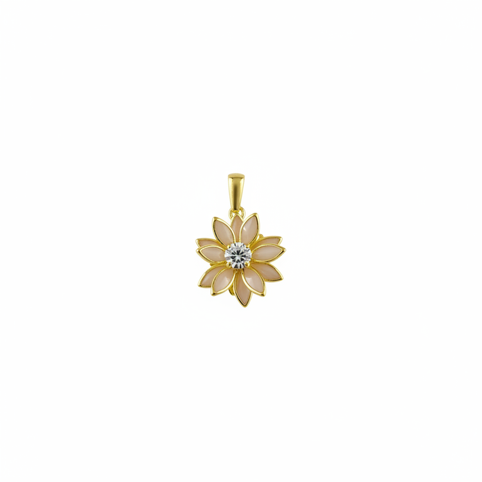 Rosa 18K Gold-Filled Nude Pink Flower Pendant by Amalfi Lane Australia — white background