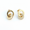 Prima Donna 18K gold plated double interlocking circle CZ drop earrings on white background — Sun-Kissed Collection | Amalfi Lane Australia
