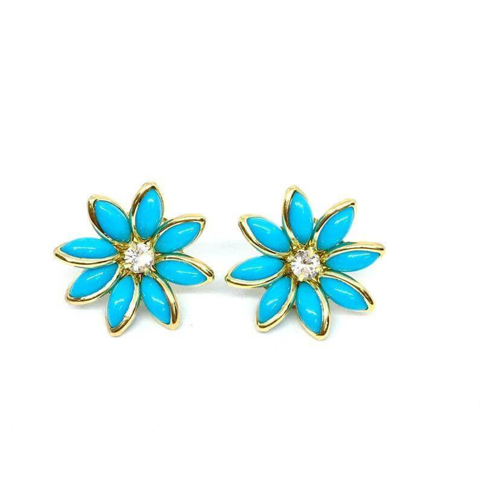 Laguna 18K gold-filled turquoise flower stud earrings on white background — Forever Amalfi Gold-Filled Range | Amalfi Lane Australia