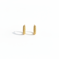 Gioia 18K gold-filled cluster bead huggie earrings on white background — Amalfi Lane Australia