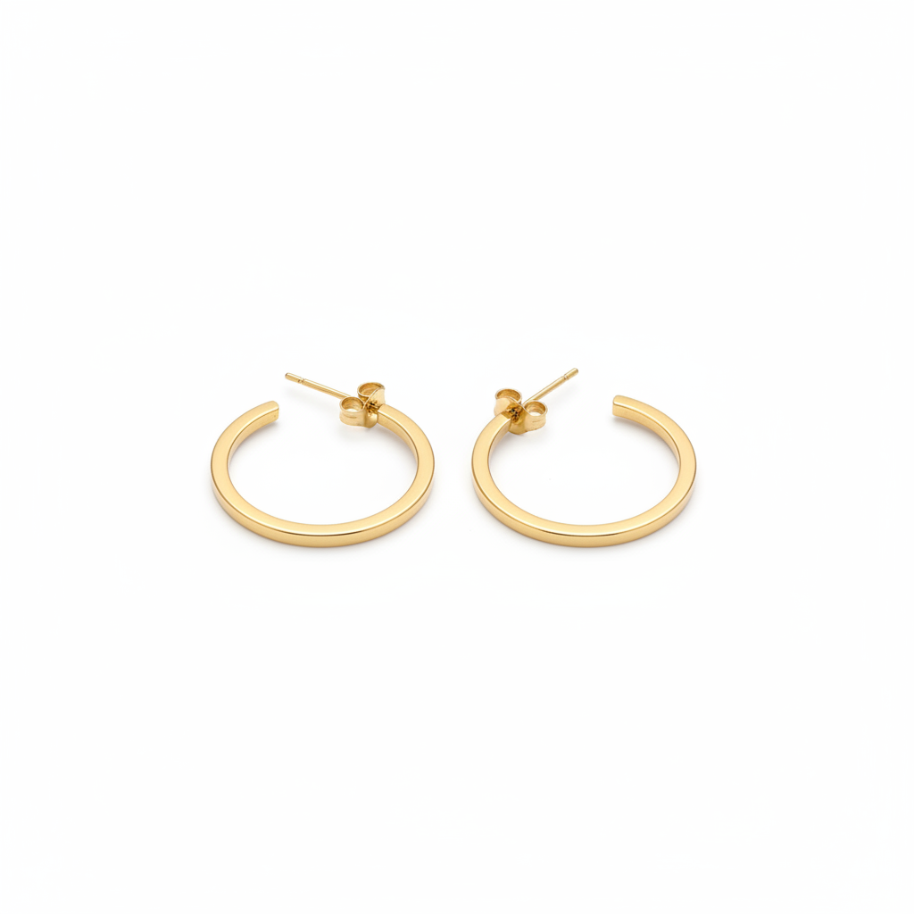 Vera 18K gold-filled C hoop earrings on white background — Amalfi Lane Australia