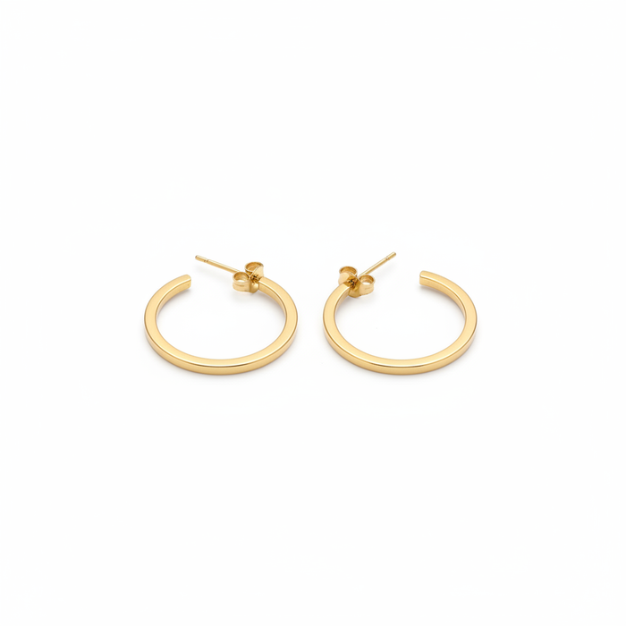 Vera 18K gold-filled C hoop earrings on white background — Amalfi Lane Australia