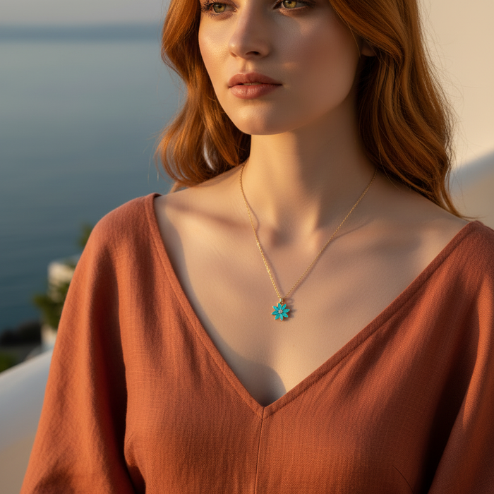 Laguna 18K Gold-Filled Turquoise Flower Pendant