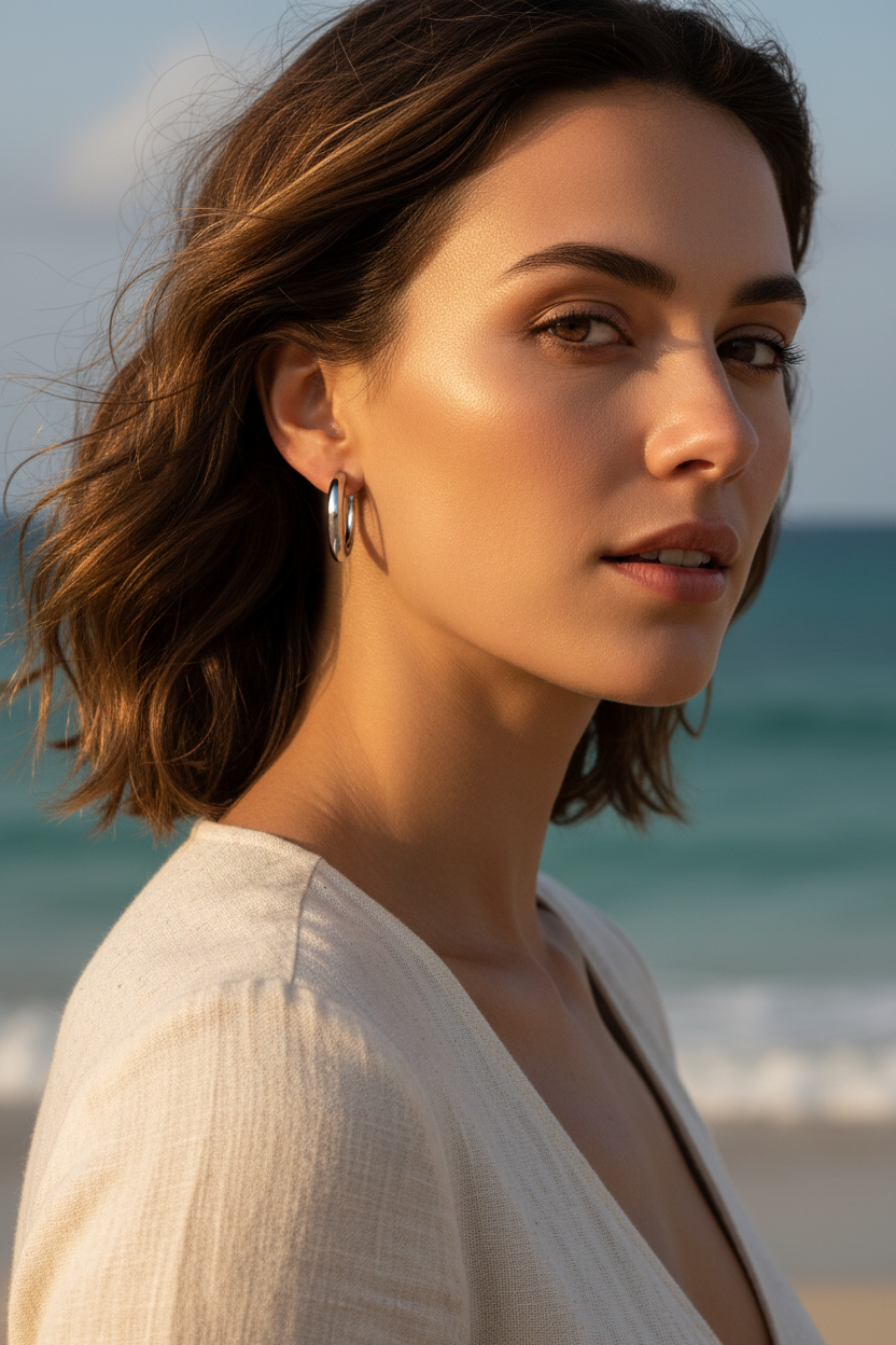 Laura 316L Stainless Steel Hoop Earrings - Detail View | Amalfi Lane