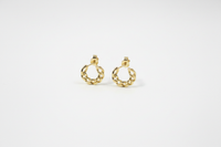 Lola 18K Gold-Filled Mini Cuban Link Chain C-Hoop Earrings — close-up studio shot