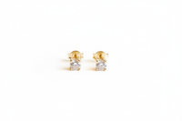 Milena 18K Gold-Filled 4mm CZ Solitaire Stud Earrings flat lay, studio background — Amalfi Lane