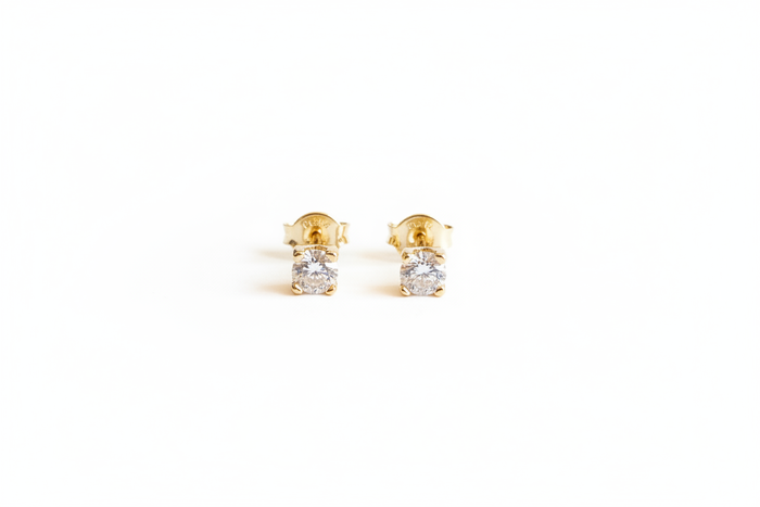 Milena 18K Gold-Filled 4mm CZ Solitaire Stud Earrings flat lay, studio background — Amalfi Lane