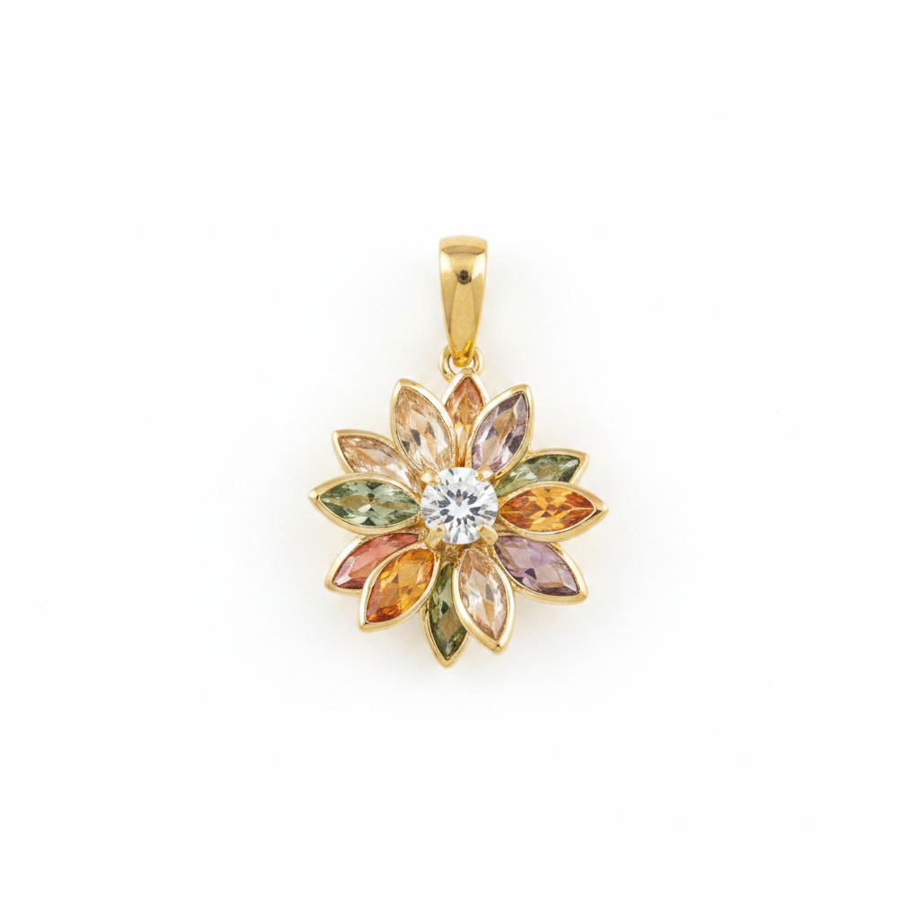 Multicolour flower pendant exact colours white background