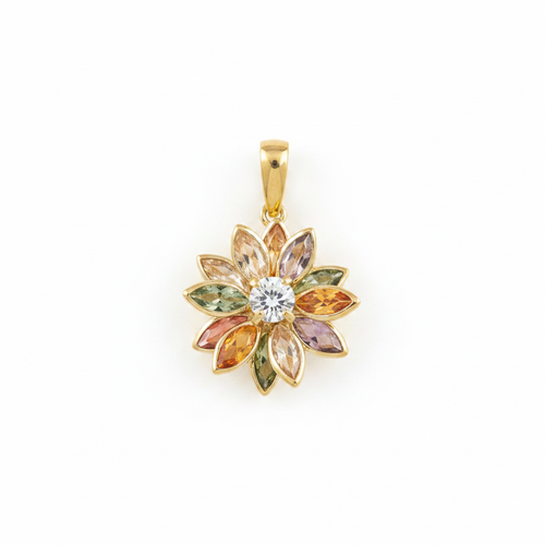 Multicolour flower pendant exact colours white background