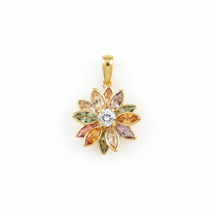 Multicolour flower pendant exact colours white background