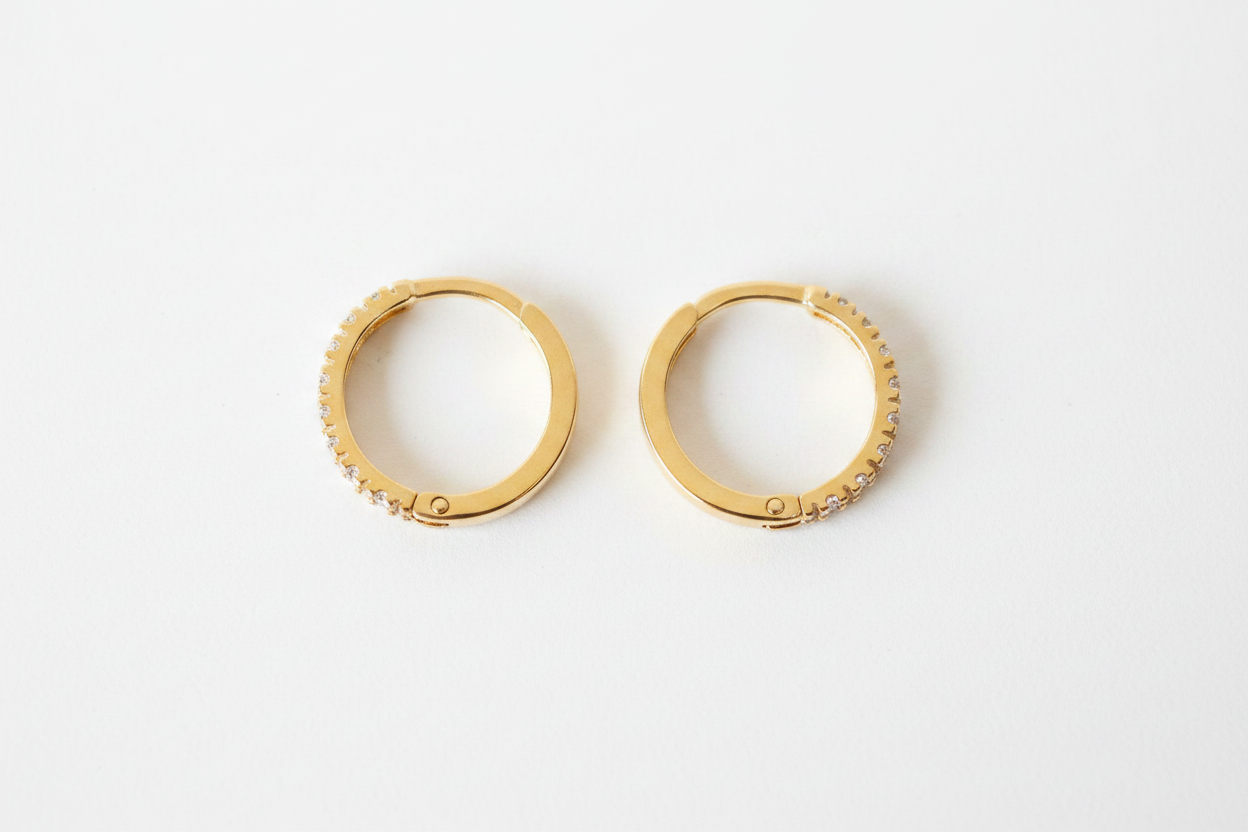 Nadia CZ hoop earrings same layout white background