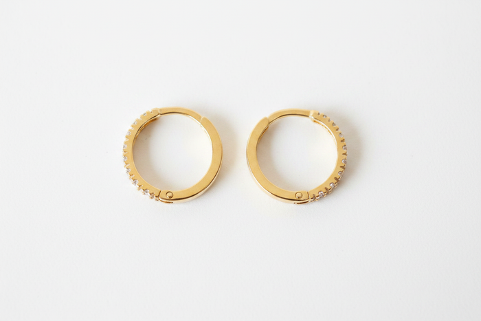 Nadia 18K Gold-Filled Dainty Petite CZ Huggie Hoop Earrings