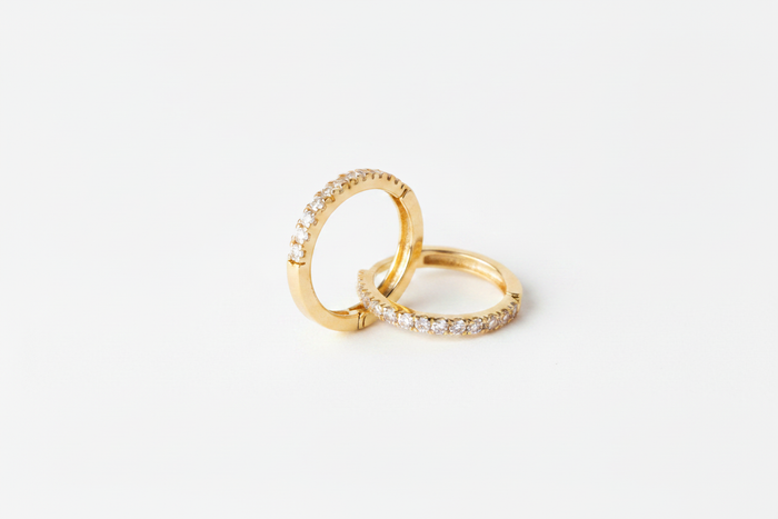 Nadia CZ hoop earrings white background exact layout