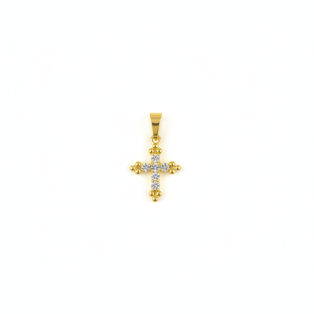 Oriana rhinestone cross charm white background