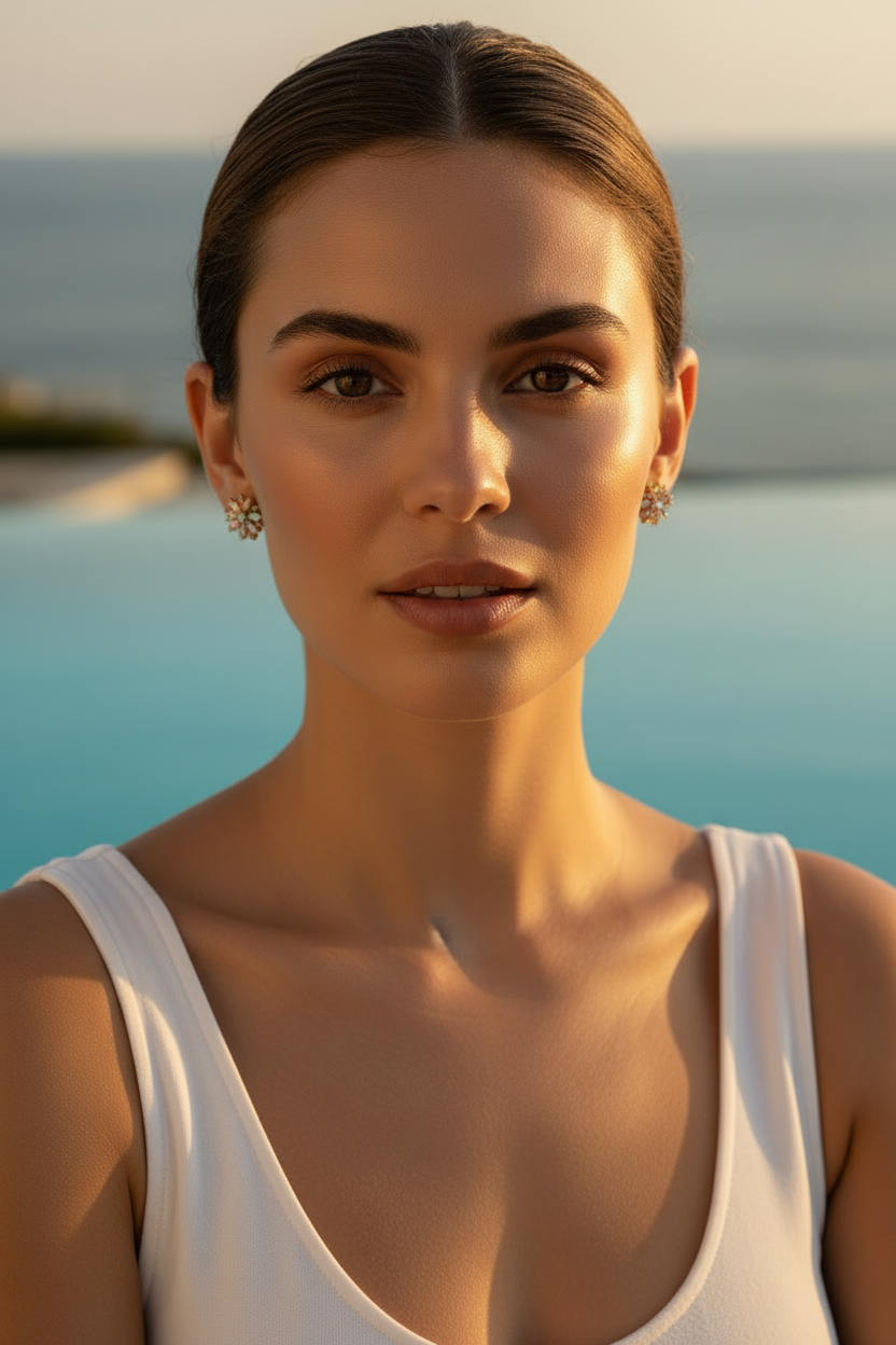 Pastel Multicolour Flower Earrings Front On Model Shot