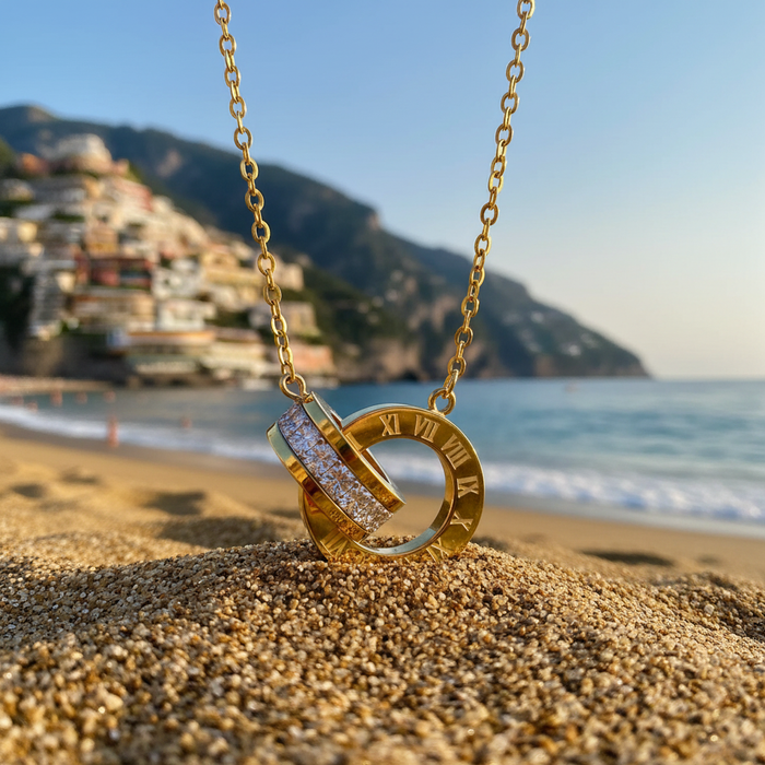 Prima Donna gold necklace Amalfi beach lifestyle